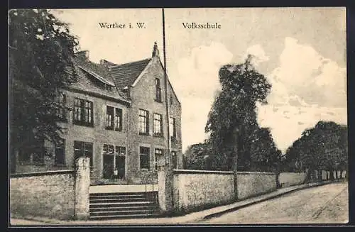 AK Werther / Westfalen, Partie an der Volksschule