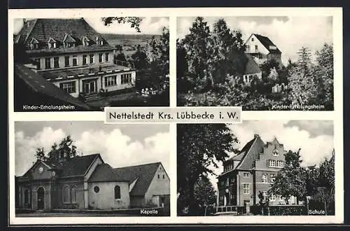 AK Nettelstedt /Krs. Lübbecke, Kinder-Erholungsheim, Kapelle, Schule