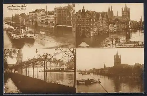 AK Köln, Hochwasser November 1930, überflutete Strassenpartien