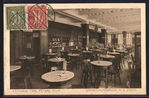 AK Köln, Kaufhaus Carl Peters, Erfrischungsraum im II. Stock