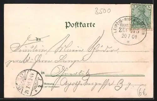 Lithographie Kassel, Blick auf die Fulda & Unterneustadt, Electrische Uhr Hohenzollernstrasse, Marställer Platz