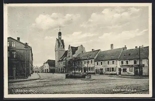 AK Güsten / Anhalt, Marktplatz mit Rathaus