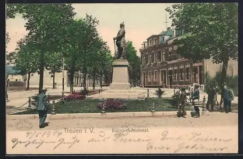AK Treuen / Vogtland, Partie am Bismarckdenkmal