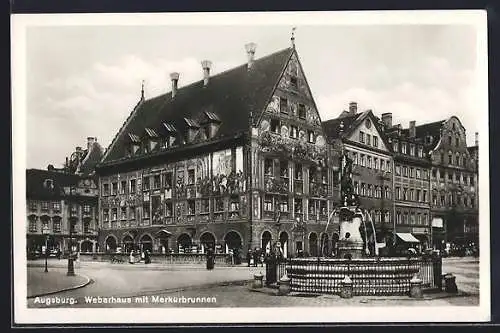 AK Augsburg, Weberhaus mit Merkurbrunnen