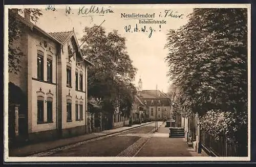 AK Neudietendorf i. Thür., Blick in die Bahnhofstrasse