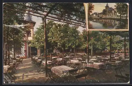 Künstler-AK Gera, Gasthaus Waldschlösschen Ernsee