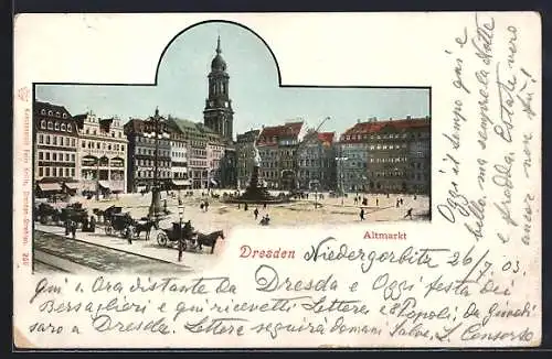 AK Dresden, Altmarkt mit Denkmal