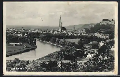 AK Landshut a. Isar, Totalansicht aus der Vogelschau
