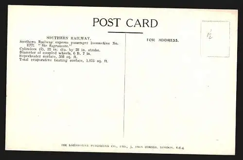 Künstler-AK englische Eisenbahn Sir Sagramore