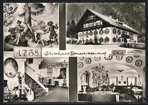 AK Ettal, Gästehaus Benediktenhof, Aussen- und Innenansichten