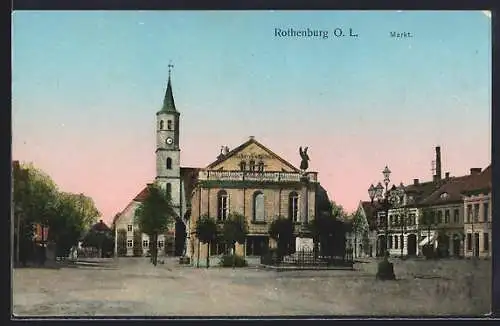 AK Rothenburg / Lausitz, Partie am Markt
