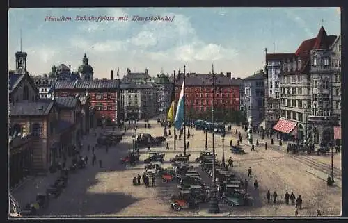 AK München, Bahnhofplatz mit dem hauptbahnhof