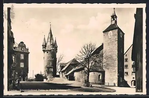 AK Lindau / Bodensee, Kriegerdenkmal Diebs- und Peterskirchturm