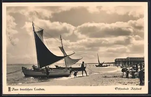 AK Ahlbeck / Ostseebad, Segelboote am Strand