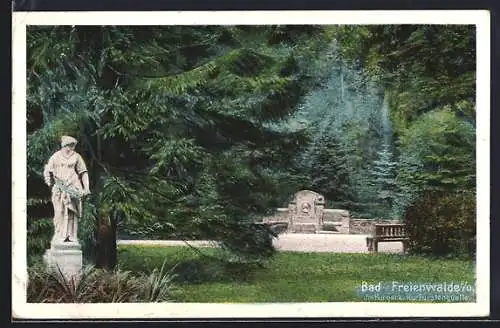 AK Bad Freienwalde a. O., Der Kurpark mit Kurfürstenquelle