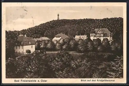 AK Bad Freienwalde a. Oder, Blick auf das Kriegerdenkmal
