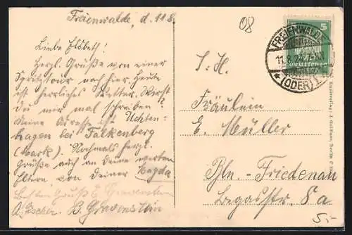 AK Freienwalde a. O., Blick auf das Brunnental