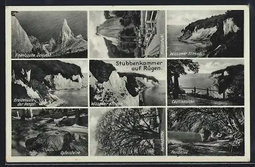 AK Stubbenkammer auf Rügen, Die gigantische Schlucht, Die Wissower Klinken, Der Königsstuhl