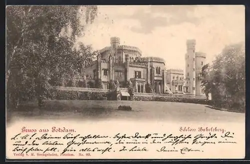 AK Potsdam, Schloss Babelsberg mit Gartenanlagen