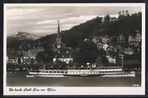 AK Linz a. Rhein, Blick auf die Stadt vom Wasser aus