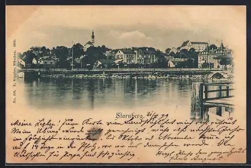 AK Starnberg, Flusspartie mit Blick auf den Ort