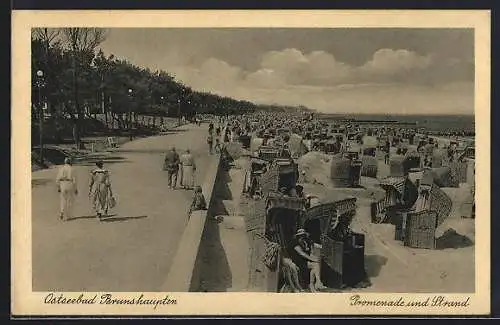 AK Brunshaupten, Promenade und Strand, 