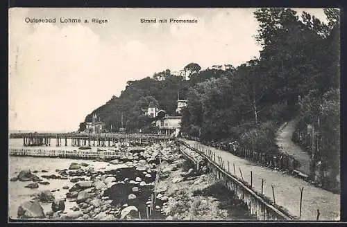 AK Lohme a. Rügen, Strand mit Promenade