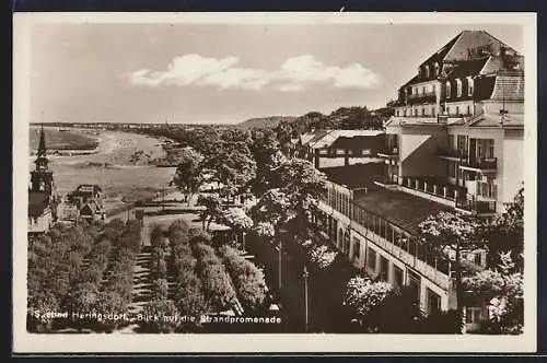 AK Heringsdorf / Ostseebad, Blick zur Strandpromenade