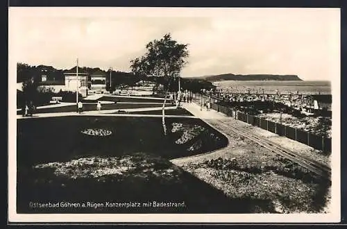 AK Göhren a. Rügen, Konzertplatz mit Badestrand