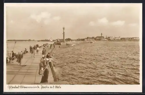 AK Warnemünde, Partie a. d. Mole