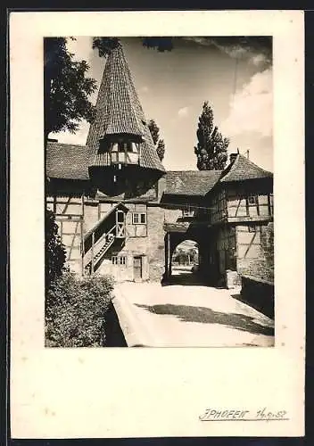 Foto-AK Iphofen, Häuser im Fachwerk-Stil