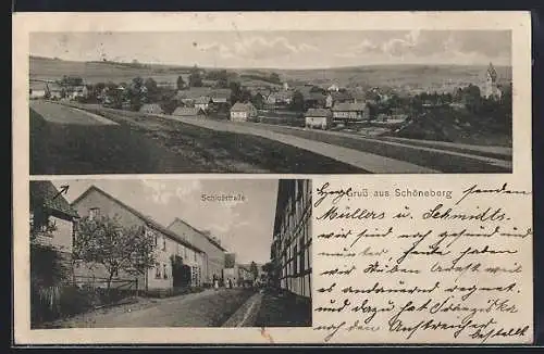 AK Schöneberg / Neitersen, Totalansicht, Partie der Schlossstrasse