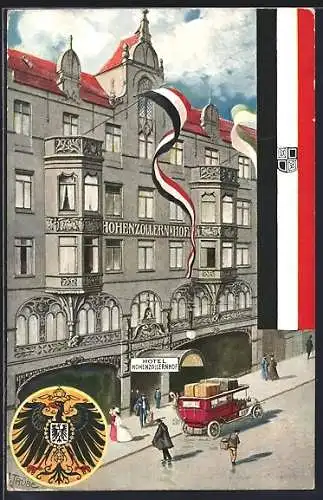 Künstler-AK Dresden, Hotel Hohenzollern in der Breite Strasse