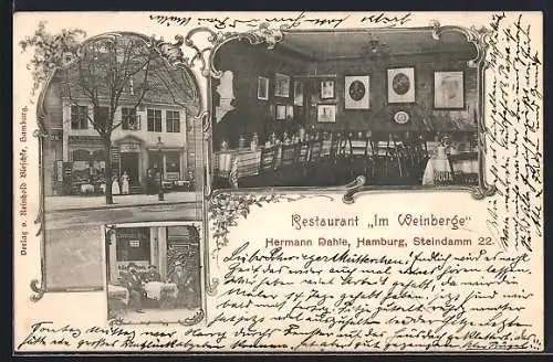 AK Hamburg-St.Georg, Restaurant Im Weinberge am Steindamm 22, Innenansicht vom Speiseraum