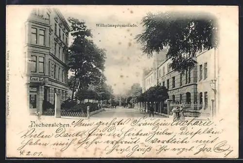 AK Aschersleben, Blick in die Strasse Wilhelmspromenade