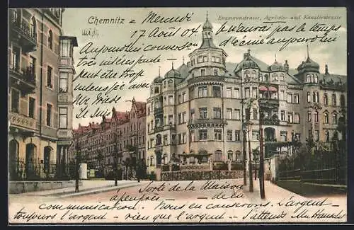 AK Chemnitz, Enzmannstrasse, Agricola- und Kanzlerstrasse