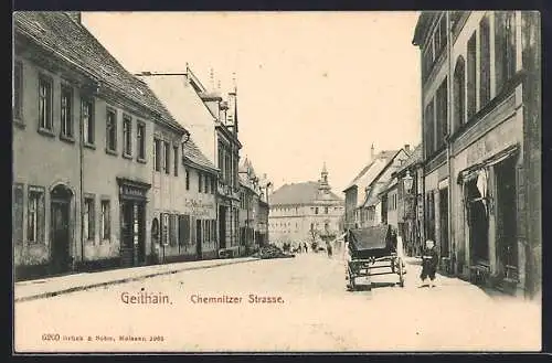 AK Geithain, Chemnitzer Strasse mit Geschäften