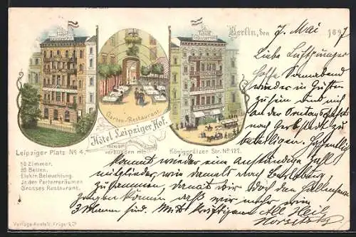 Künstler-AK Berlin-Kreuzberg, Hotel Leipziger Hof, Königgrätzer Strasse 127
