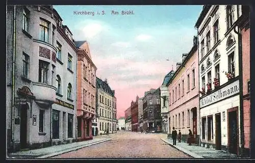 AK Kirchberg i. S., Abendstimmung in der Strasse am Brühl
