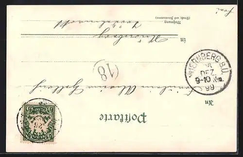 Lithographie Marktsteft a. Main, Gasthaus zum schwarzen Adler, Gasthäuser zum Anker und zum Hirschen