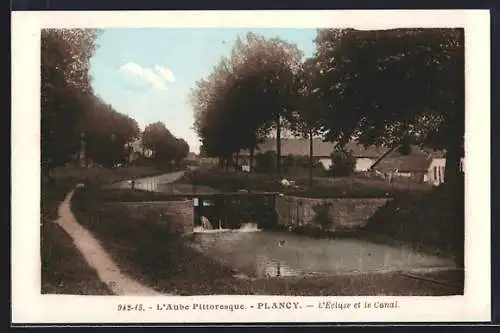 AK Plancy, L`écluse et le canal dans l`Aube pittoresque