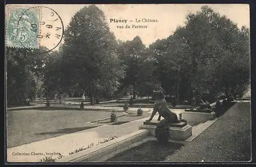 AK Plancy, Le Château vue du Parterre