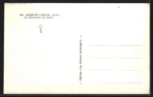 AK Mery-sur-Seine, La Passerelle du Canal