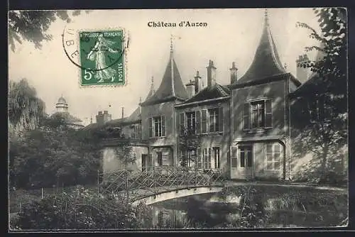 AK Auzon, Vue du Château avec pont et jardins environnants