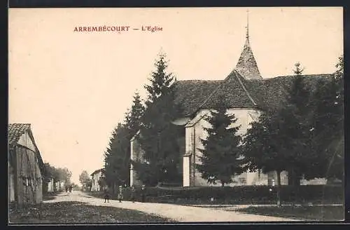 AK Arrembécourt, L`église et l`avenue bordée d`arbres