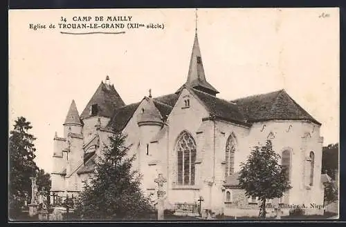 AK Trouan-le-Grand, Église du XIIe siècle au Camp de Mailly