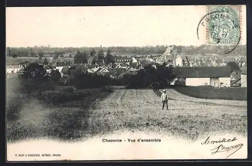 AK Chaource, Vue d`ensemble du village et des champs environnants