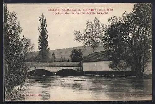 AK Celles-sur-Ource, Le Pont sur l`Ource et le Lavoir