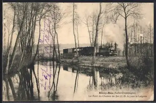 AK Ricey-Bas, Le Pont du Chemin de fer, C.D.A, sur la Laignes