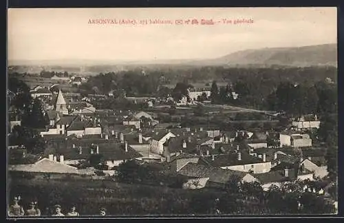 AK Arsonval, Vue générale du village et des collines environnantes